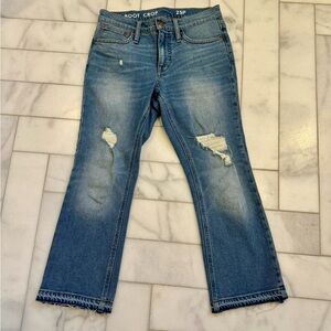 J. Crew Blue Ankle Cropped Jeans with Distressing